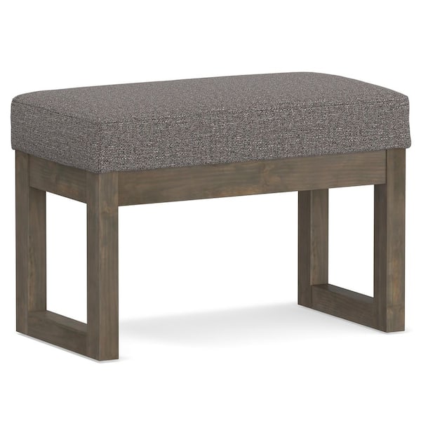 Milltown 27 in. Wide Contemporary Rectangle Footstool Ottoman Bench in Pebble Grey Tweed Look Fabric, Assembled