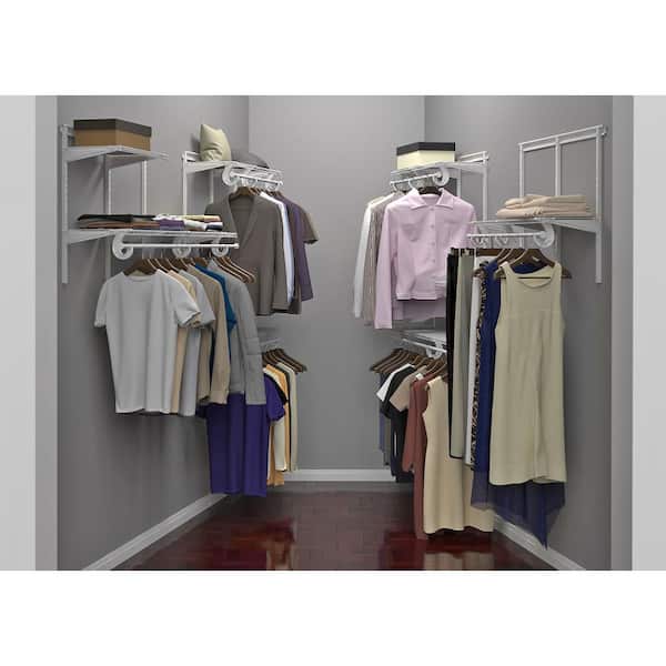 Shelftrack 5-8 ft. Wide White Wire Adjustable Walk-In Closet System