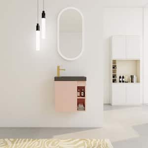 19.7 in. W x 21.3 in. H Pink Floating Wall-Mounted Bathroom Vanity with 1 Black Resin Sink and Soft-Close Cabinet Door