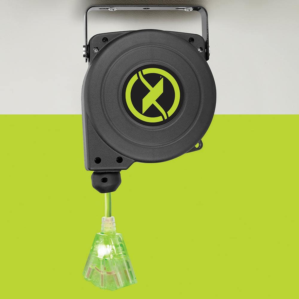 Flexzilla 25 ft. Retractable Extension Cord Reel with Lighted Triple Tap