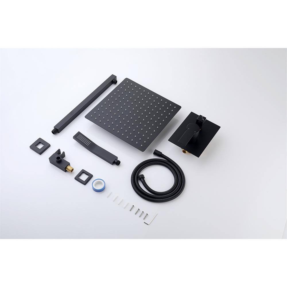 Large Matte Black Stainless Steel Dual Rain Shower System