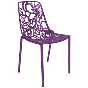 Purple Devon Modern Aluminum Outdoor Patio Stackable Dining Chair