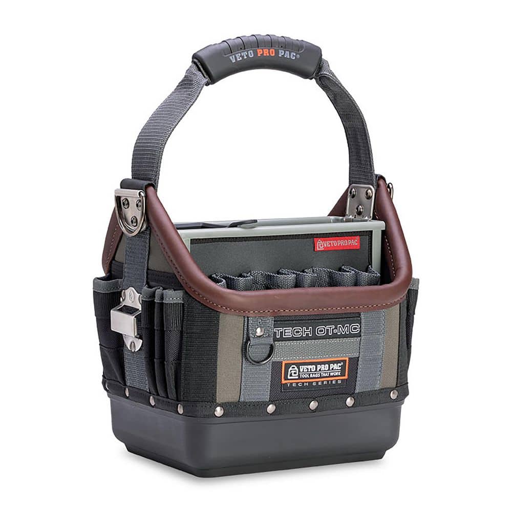 Compact Black and Gray Nylon Tool Tote with Multiple Pockets