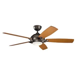Geno 54 in. Indoor Olde Bronze Downrod Mount Ceiling Fan with Integrated LED with Remote Control Included