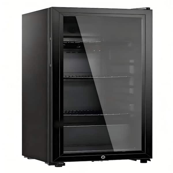 3.2 Cu.Ft. 16" Black Beverage Cooler, Double Glass Door, Adjustable Shelves, Lock, 32-50°F, Home Bar Office Commercial