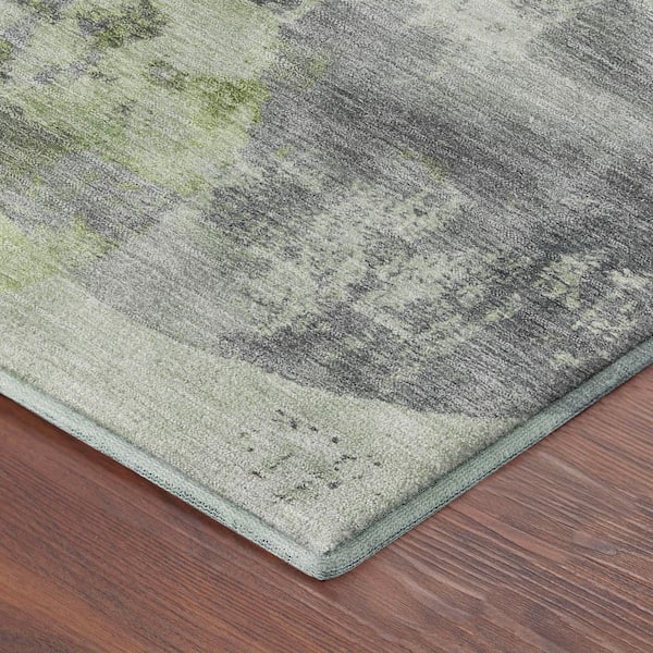 Mayfield Premium Machine Washable Abstract AMF2346 Aloe 10 ft. x 14 ft. Area Rug