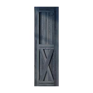 28 in. x 84 in. X-Frame Navy Solid Natural Pine Wood Panel Interior Sliding Barn Door Slab with Frame