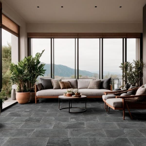 Montauk Blue Natural Stone Slate Tile, 12 in. x 24 in. Floor & Wall (56 Cases/ 560 sq. ft. /Pallet)