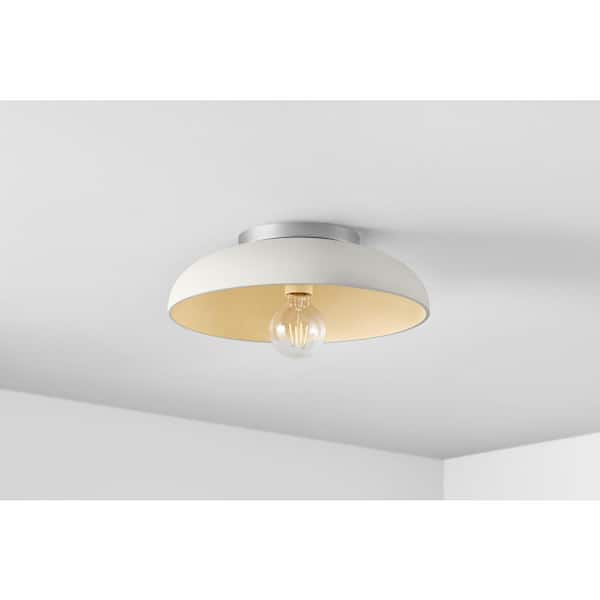 Denning 13 in. Industrial Brushed Nickel Integrated LED Smart Home Flush Mount for Kitchens Powered By Hubspace