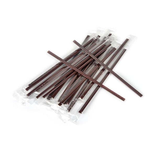 Black Disposable Plastic Drink Stirrer Sticks Coffee Straw 3-Hole Design Individually Wrapped (400 Per Case)