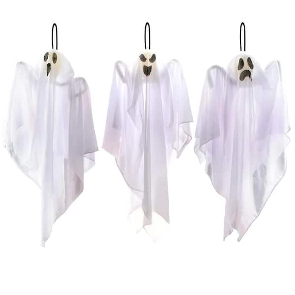 SYNCFUN 3-Pack 27.5 in. Hanging Ghosts Halloween Outdoor Party Decorations