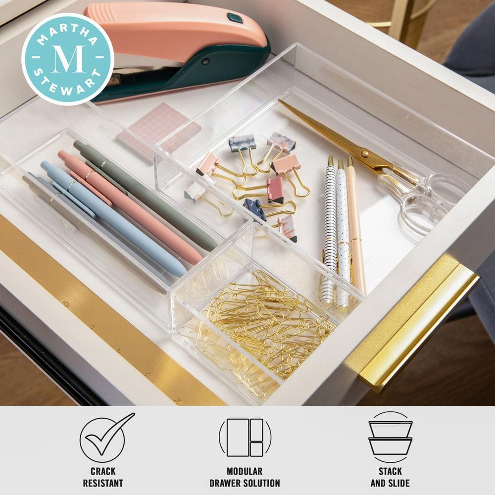 Clear Plastic Stackable Desktop Organizer Trays, Set of 3