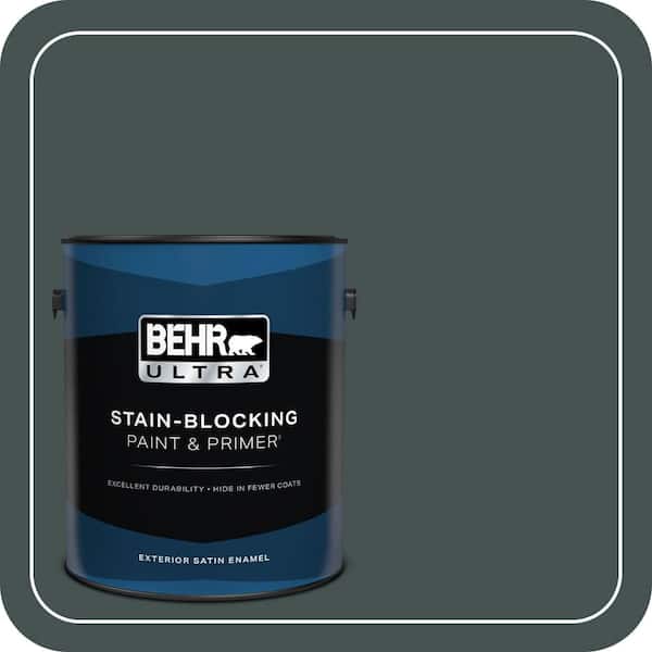BEHR ULTRA 1 gal. #MQ6-44 Black Evergreen Satin Enamel Exterior Paint & Primer