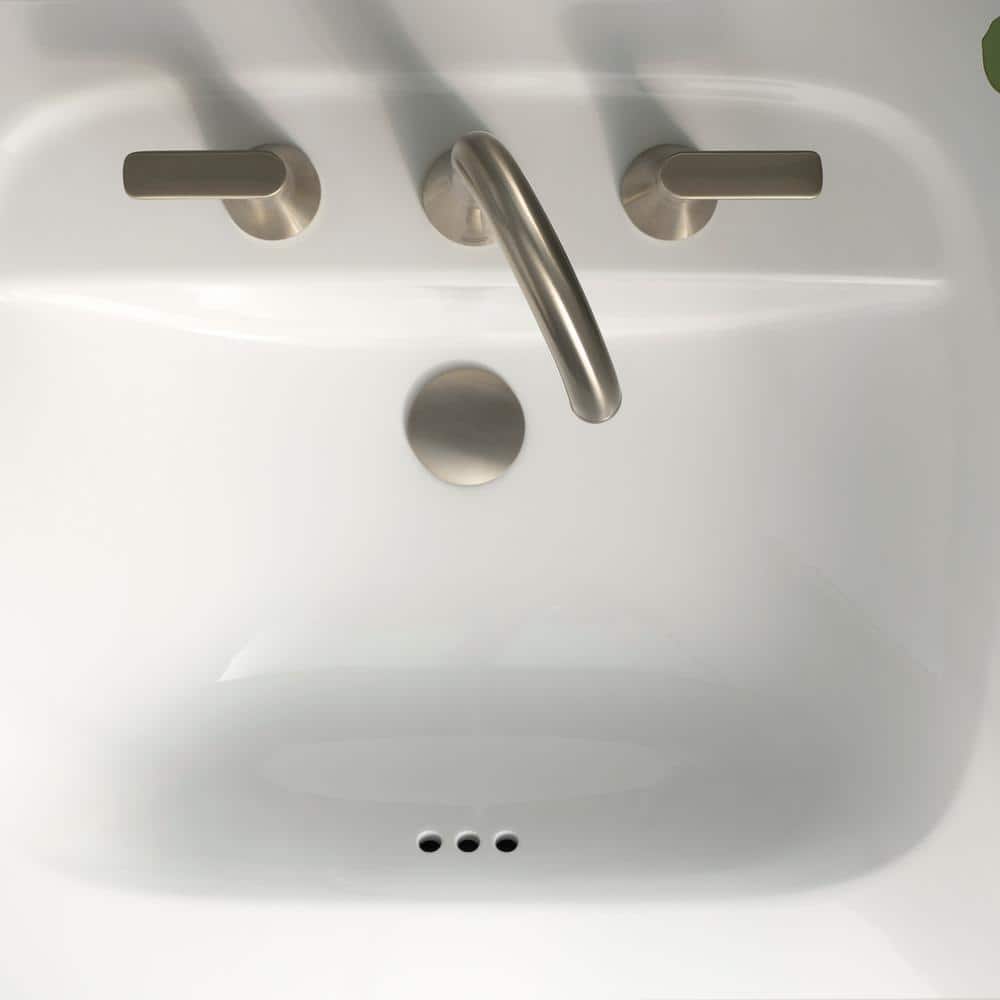 Brushed Nickel 8-Inch Widespread Bathroom Faucet with Drain Assembly