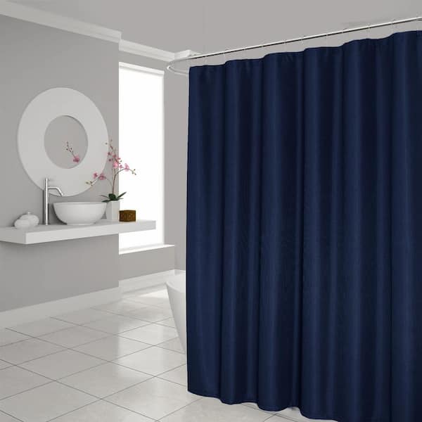 Dainty Home Hotel Waffle 70 In X 72, Solid Navy Blue Fabric Shower Curtain