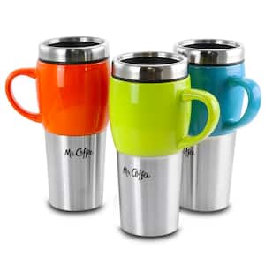 Traverse 16 oz. Red, Blue and Green Stainless Steel and Ceramic Travel Mug and Lid (Set of 3)