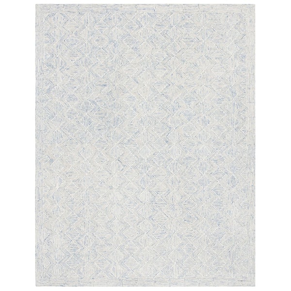 Micro-Loop Blue/Ivory 9 ft. x 12 ft. Striped Chevron Area Rug