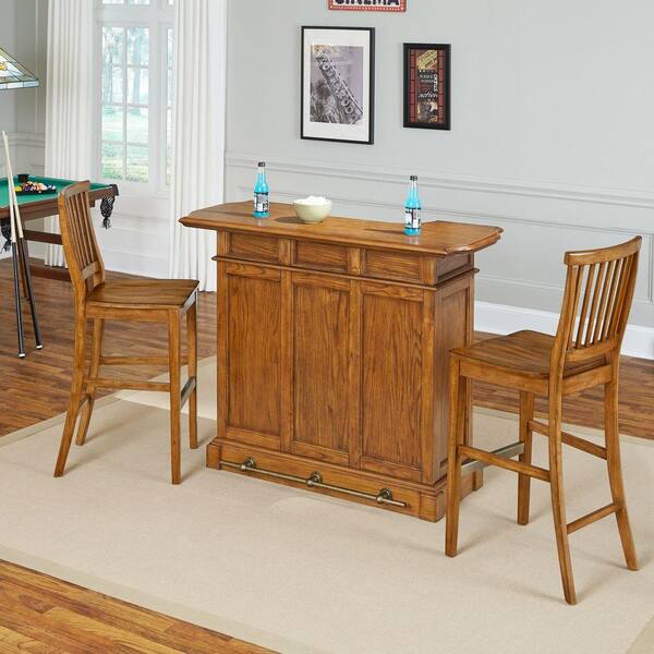 Home Styles Americana 3-Piece Oak Bar Table Set