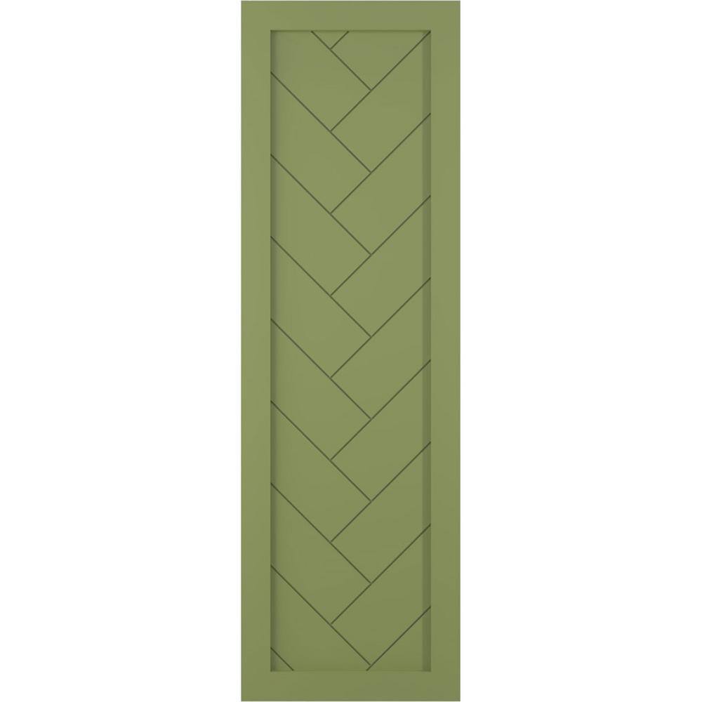 12 in. x 56 in. PVC Single Panel Herringbone Modern Style Fixed Mount Board and Batten Shutters Pair in Moss Green price history on PriceWatchPro