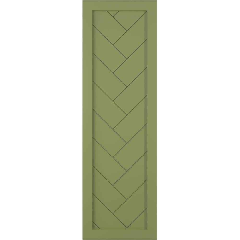 15 in. x 32 in. PVC Single Panel Herringbone Modern Style Fixed Mount Board and Batten Shutters Pair in Moss Green price history on PriceWatchPro