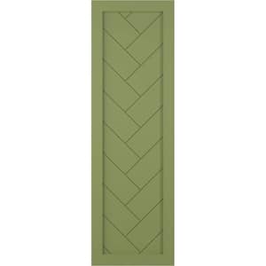 18 in. x 74 in. PVC Single Panel Herringbone Modern Style Fixed Mount Board and Batten Shutters Pair in Moss Green