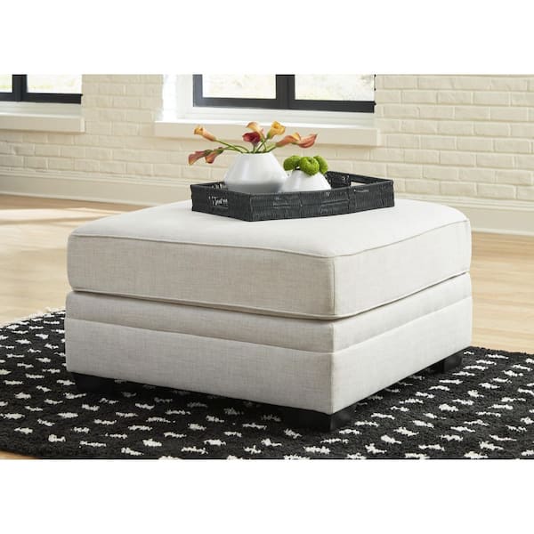 Signature DESIGN BY ASHLEY Huntsworth White Polyester Square Cocktail Medium Ottoman