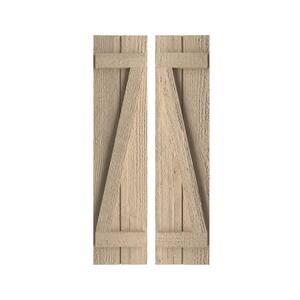 11 in. x 44 in. Timberthane Polyurethane 2-Board Joined Board-n-Batten Rough Sawn Faux Wood Shutters w/Z-Board Pair