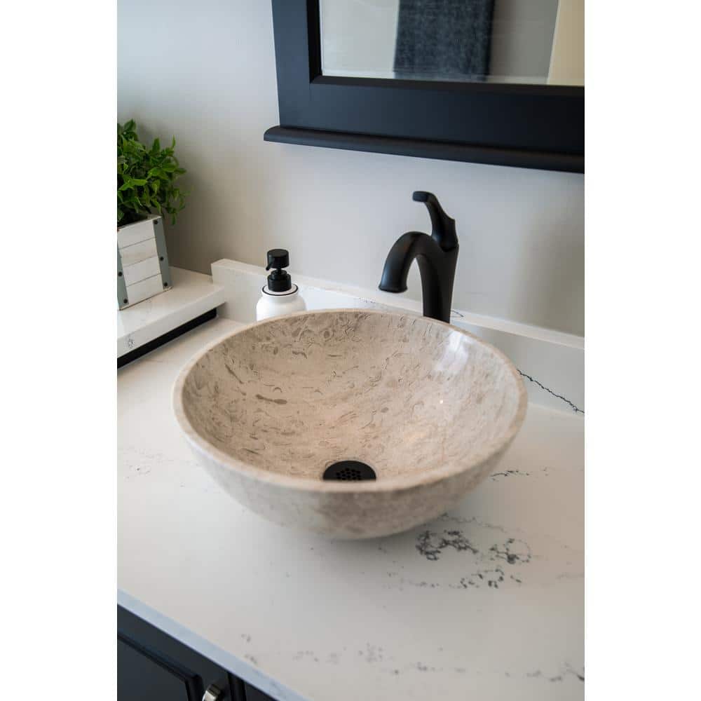 Eden 14'' Gray Marble Circular Vessel Sink