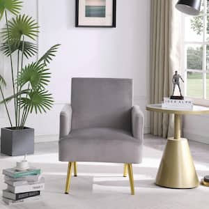 Gray Reading Armchair, Living Room Comfy Accent Chairs, Bedroom Chairs for Office Bedroom with Arm Rest