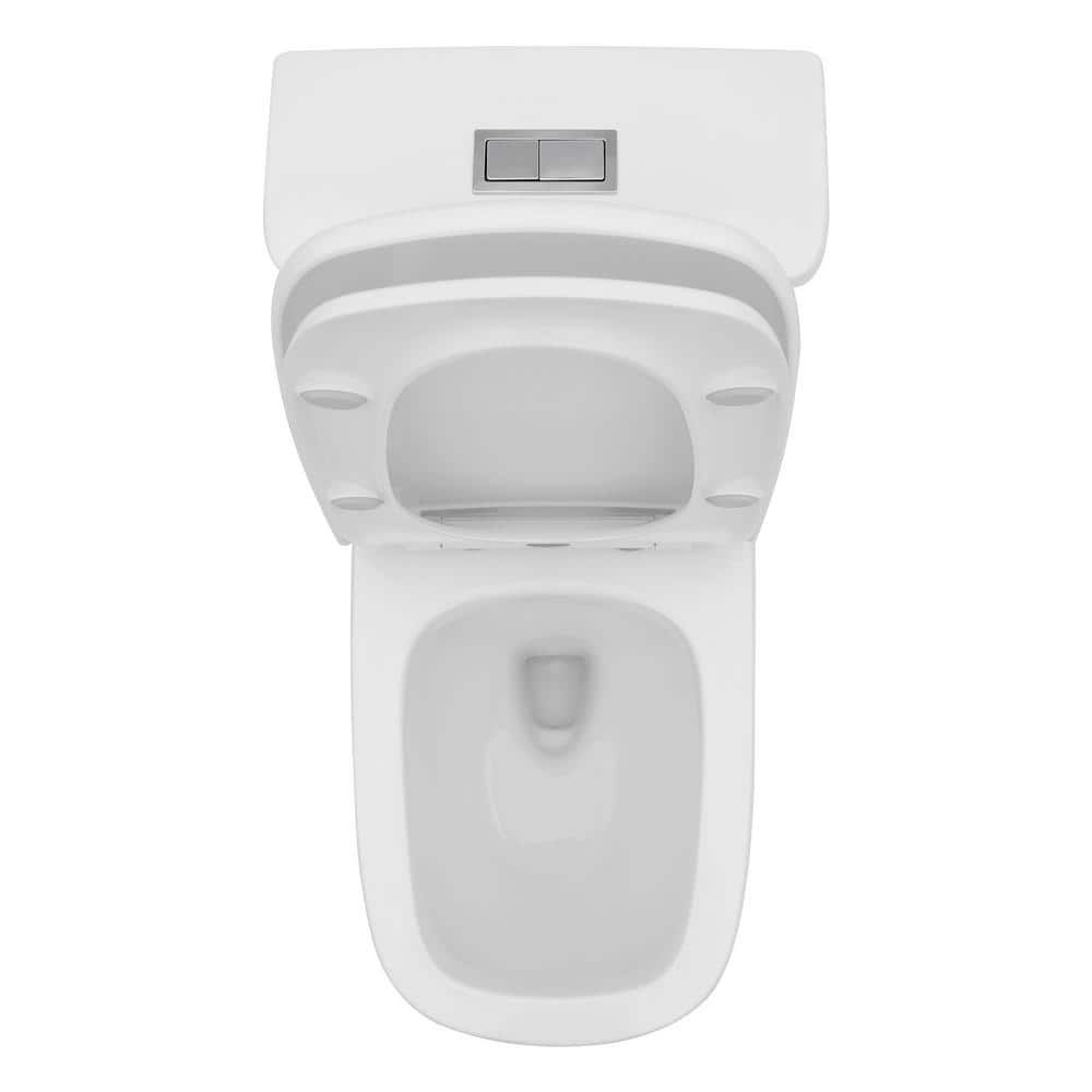 White Ceramic Square One-Piece Dual Flush Toilet