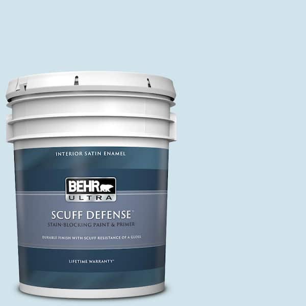 BEHR ULTRA 5 gal. #550A-1 Sea Sprite Extra Durable Satin Enamel Interior Paint & Primer