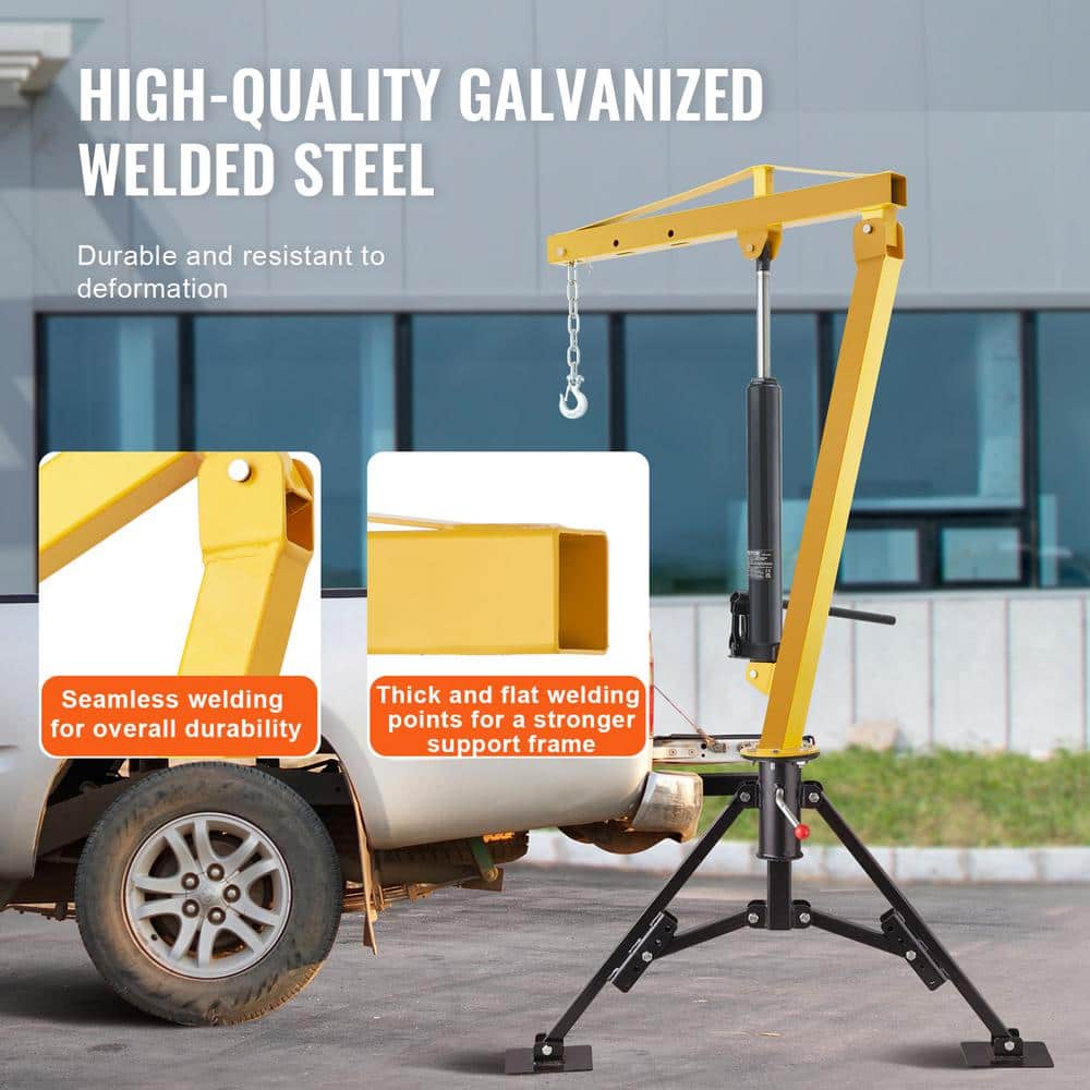 Heavy-Duty Yellow and Black Hydraulic Pickup Truck Crane