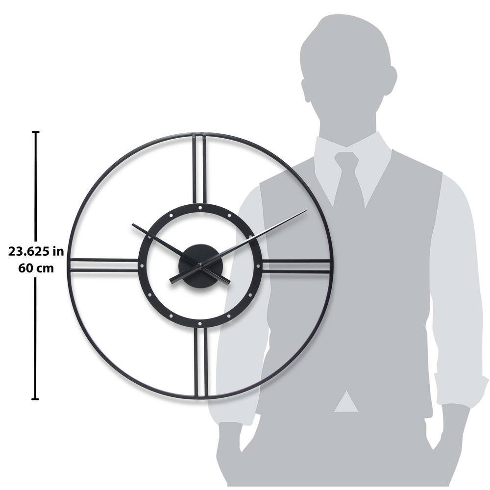 Astro 24-Inch Black Metal Modern Wall Clock