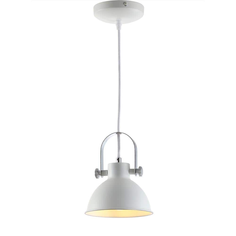 Contemporary White Adjustable LED Pendant Light, 82'' Height