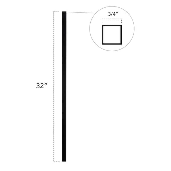 Deckorators 32 in. x .75 in. Satin Black Aluminum Square-Shaped Estate Baluster (100-Pack)