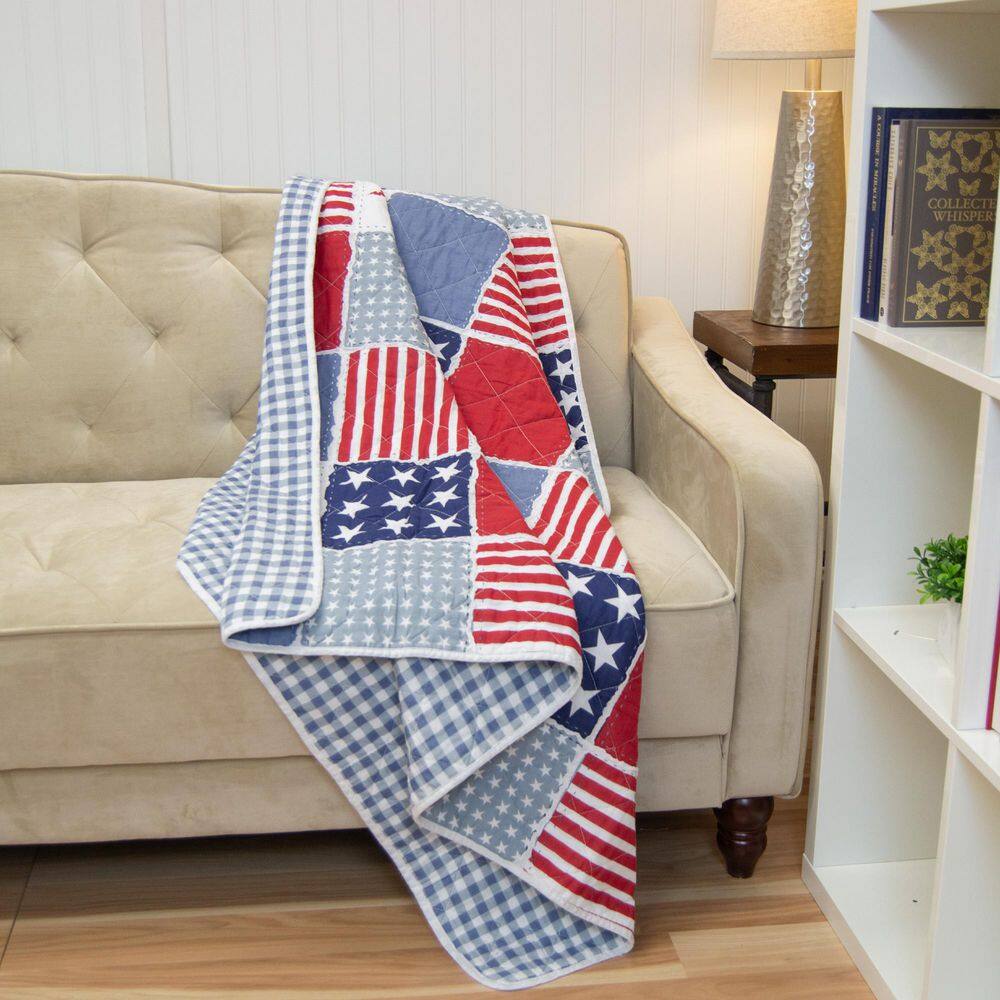Star and Stripe Red White and Blue Cotton Throw Blanket price history on PriceWatchPro