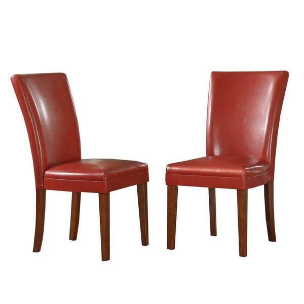 Unbranded Faux Leather Side Chair in Burgundy Wine (Set of 2)