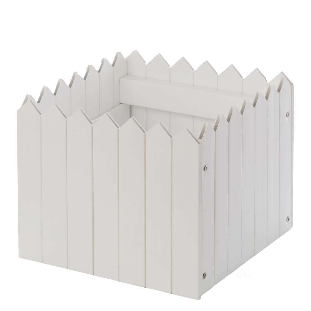 Traditional Square White Vinyl Outdoor Planter Box, 10.5"