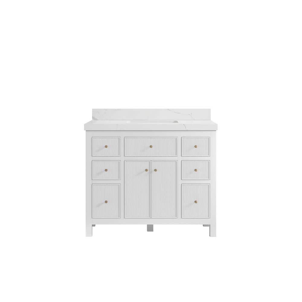 "Sonoma 42 in. W x 22 in. D x 36 in. H Bath Vanity in White with 2"" Calacatta Quartz Top" price history on PriceWatchPro
