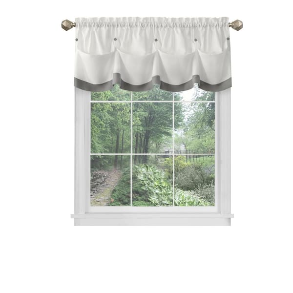 ACHIM Lana 14 in. L Polyester Window Curtain Valance in Grey