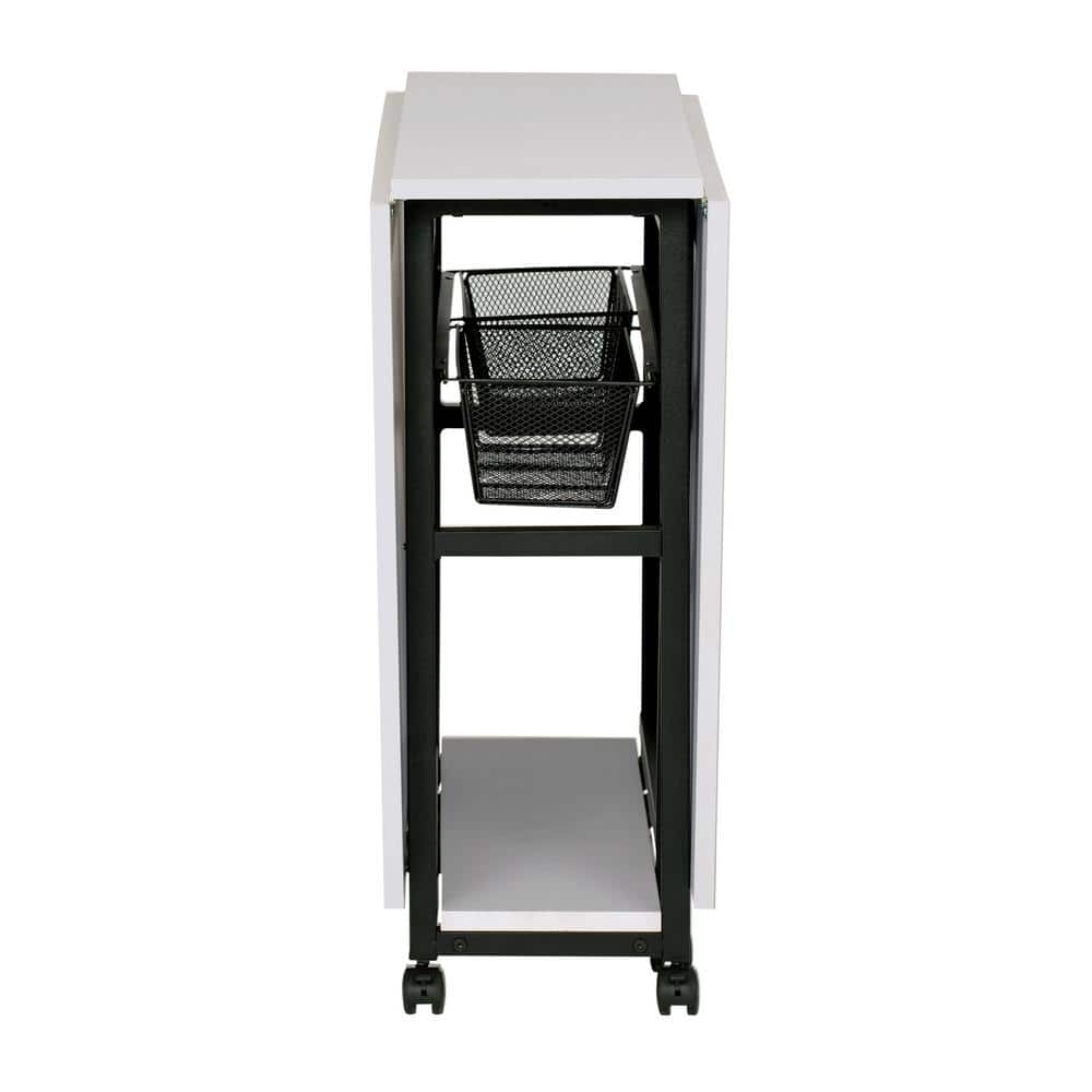 Charcoal & White Mobile Sewing Craft Table with Wire Storage