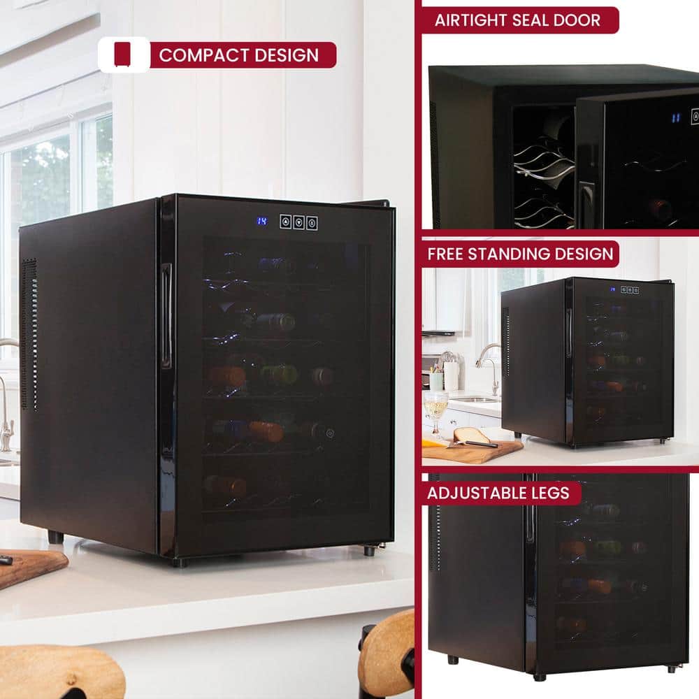Black Thermoelectric 20 Bottle Freestanding Wine Cooler