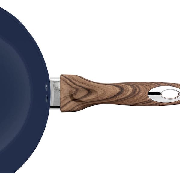 Phantom Chef 11 Deep Frypan, Navy | Wood Handle