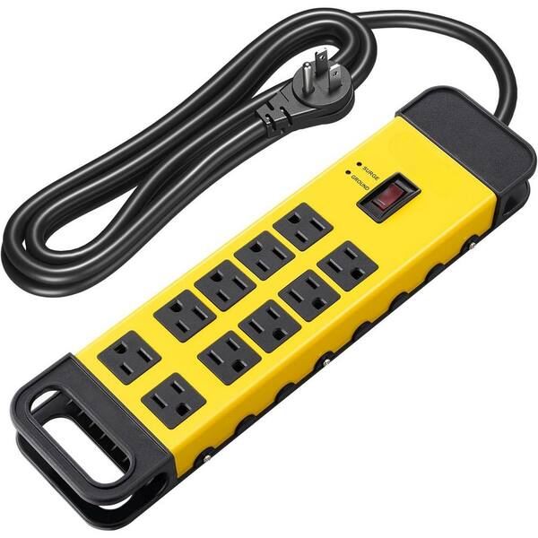 CRST 10-Outlet Heavy Duty Power Strip With Surge Protector - 2800J, 15ft Cord, 125V
