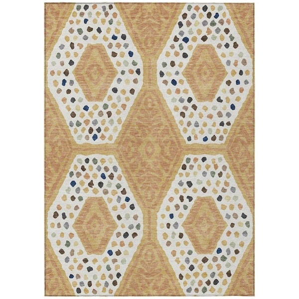 Chantille Machine Washable Indoor/Outdoor Abstract ACN2457 Gold 3 ft. x 5 ft. Area Rug