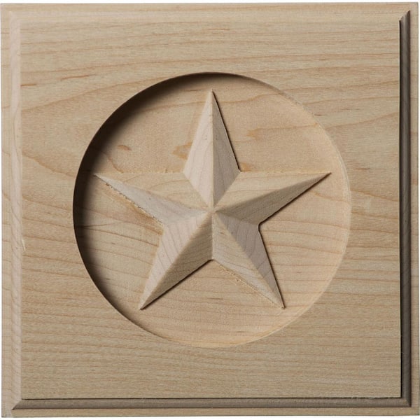 Ekena Millwork 5 in. x 3/4 in. x 5 in. Unfinished Wood Alder Austin Star Rosette