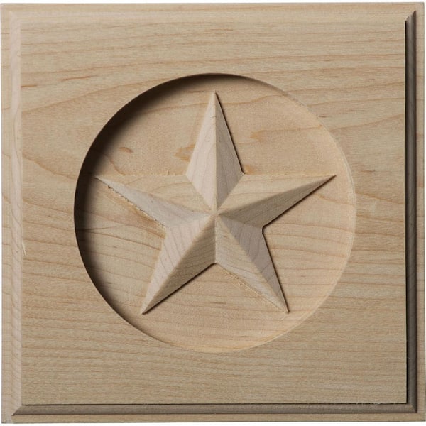 Ekena Millwork 5 in. x 3/4 in. x 5 in. Unfinished Wood Maple Austin Star Rosette