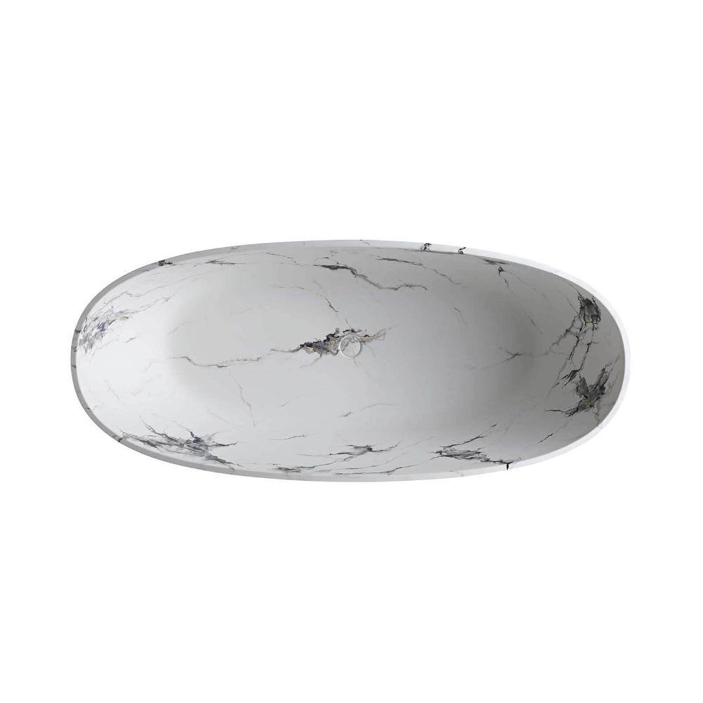 AURIN 65 in. Stone Resin Bathtub Solid Surface Freestanding Oval Tub in Natural Veining Stone Finish price history on PriceWatchPro
