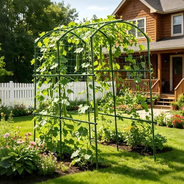 U-Shape Heavy Duty Metal Green Garden Arch Trellis for Climbing Vegetable Plant Support