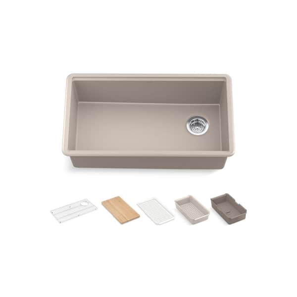 KOHLER Billings 32.5 in. Undermount Single-Bowl Workstation Kitchen Sink in Matte Graphite